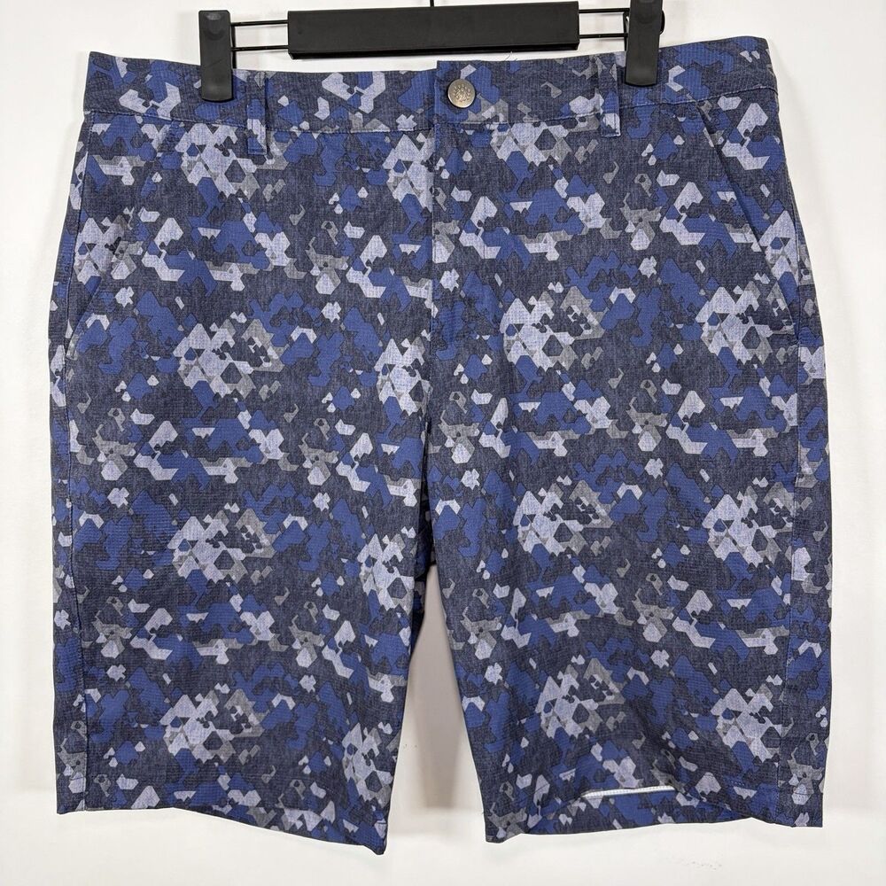 Puma Golf Shorts Mens Size 34 Blue Gray Camouflage 10” Inseam Performance